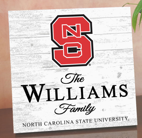 Personalized NC State Wolfpack Family Name Sign – Custom North Carolina State Wood Wall Decor – Wolfpack Gift