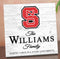 Personalized NC State Wolfpack Family Name Sign – Custom North Carolina State Wood Wall Decor – Wolfpack Gift