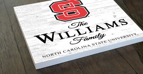 Personalized NC State Wolfpack Family Name Sign – Custom North Carolina State Wood Wall Decor – Wolfpack Gift
