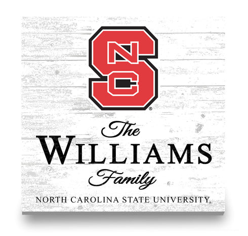 Personalized NC State Wolfpack Family Name Sign – Custom North Carolina State Wood Wall Decor – Wolfpack Gift