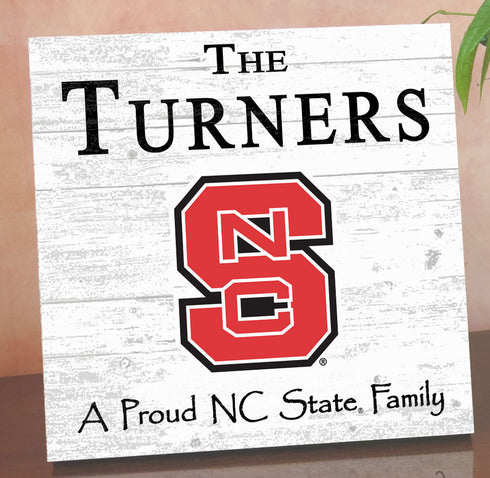 NC State Wolfpack Proud Family Sign - Personalized Family Name Wood Plaque - Officially Licensed Square Decor