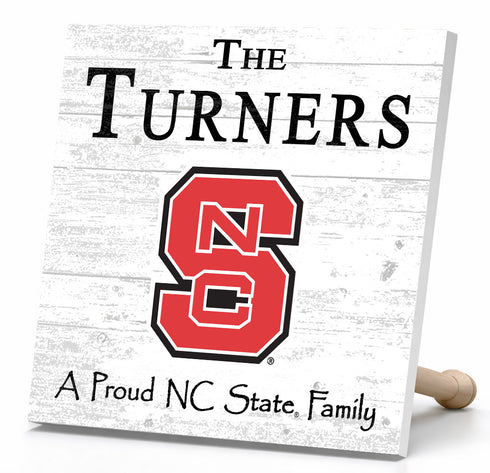 NC State Wolfpack Proud Family Sign - Personalized Family Name Wood Plaque - Officially Licensed Square Decor