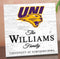 Personalized UNI Panthers Family Name Sign – Custom University of Northern Iowa Wood Wall Decor – Panthers Gift