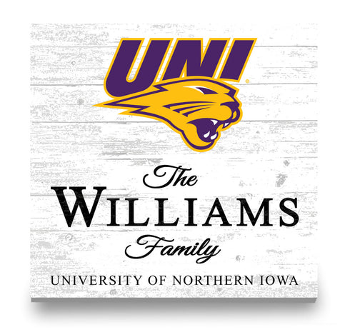 Personalized UNI Panthers Family Name Sign – Custom University of Northern Iowa Wood Wall Decor – Panthers Gift