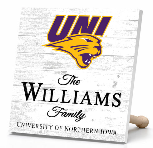 Personalized UNI Panthers Family Name Sign – Custom University of Northern Iowa Wood Wall Decor – Panthers Gift