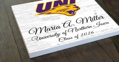 University of Northern Iowa Class Year Plaque With Name - Personalized for Student, Alumni or Graduation Gift
