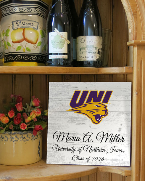 University of Northern Iowa Class Year Plaque With Name - Personalized for Student, Alumni or Graduation Gift