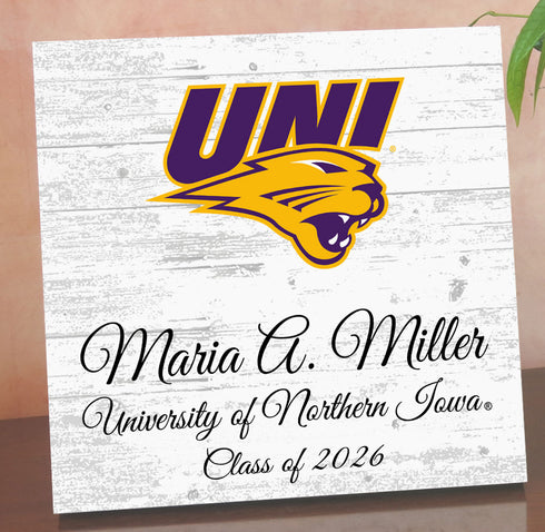 University of Northern Iowa Class Year Plaque With Name - Personalized for Student, Alumni or Graduation Gift