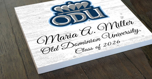 Old Dominion University Class Year Plaque With Name - Personalized for Student, Alumni or Graduation Gift