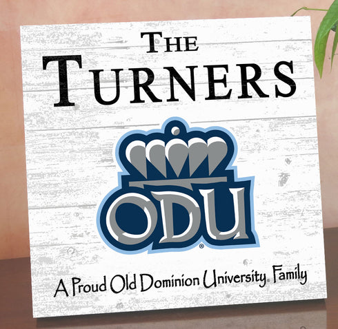 Old Dominion University Monarchs Proud Family Sign - Personalized Family Name Wood Plaque - Officially Licensed Square Decor