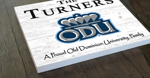Old Dominion University Monarchs Proud Family Sign - Personalized Family Name Wood Plaque - Officially Licensed Square Decor