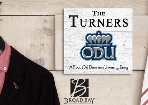 Old Dominion University Monarchs Proud Family Sign - Personalized Family Name Wood Plaque - Officially Licensed Square Decor