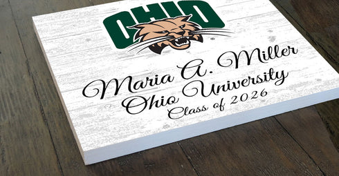 Ohio University Class Year Plaque With Name - Personalized for Student, Alumni or Graduation Gift