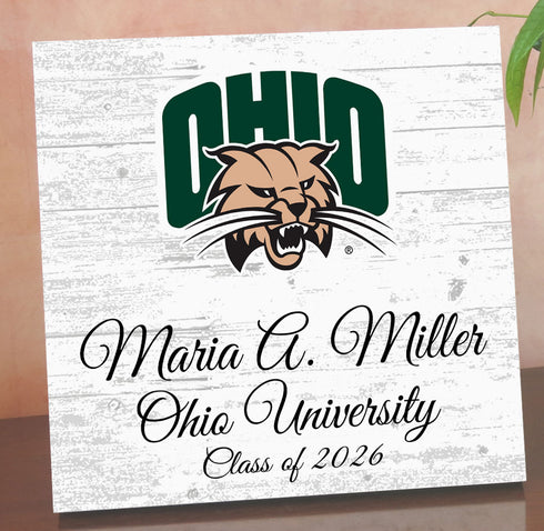 Ohio University Class Year Plaque With Name - Personalized for Student, Alumni or Graduation Gift