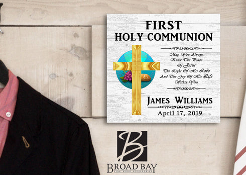 Personalized First Holy Communion Plaque – Custom Christian Gift with Name & Date