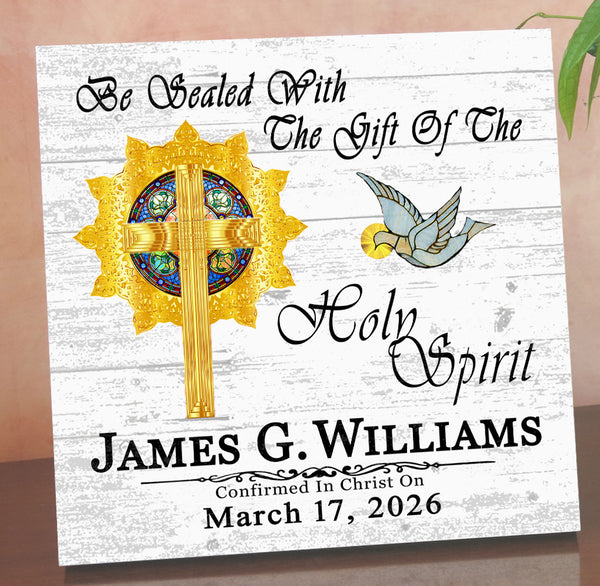 Personalized Confirmation Plaque – Custom Catholic Confirmation Gift with Name & Date