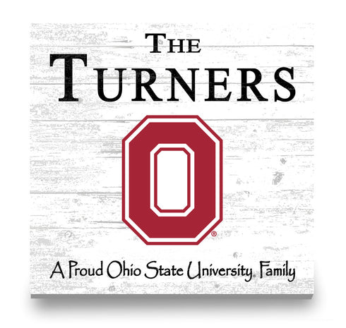 Ohio State Buckeyes Proud Family Sign - Personalized Family Name Wood Plaque - Officially Licensed Square Decor