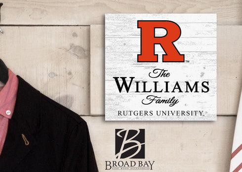 Personalized Rutgers Scarlet Knights Family Name Sign – Custom Rutgers University Wood Wall Decor – Scarlet Knights Gift