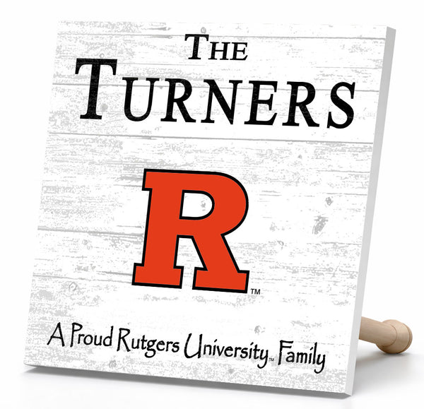 Rutgers Scarlet Knights Proud Family Sign - Personalized Family Name Wood Plaque - Officially Licensed Square Decor