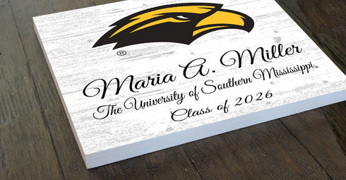 University of Southern Miss Class Year Plaque With Name - Personalized for Student, Alumni or Graduation Gift
