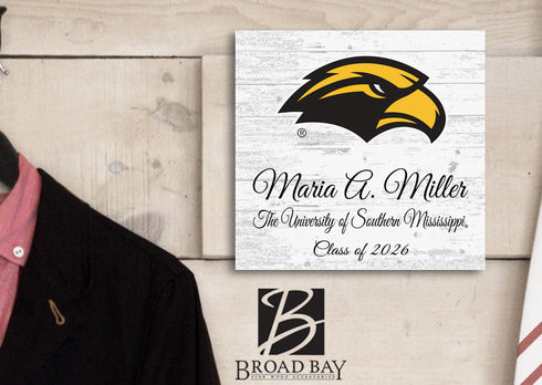University of Southern Miss Class Year Plaque With Name - Personalized for Student, Alumni or Graduation Gift