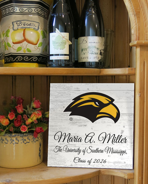 University of Southern Miss Class Year Plaque With Name - Personalized for Student, Alumni or Graduation Gift