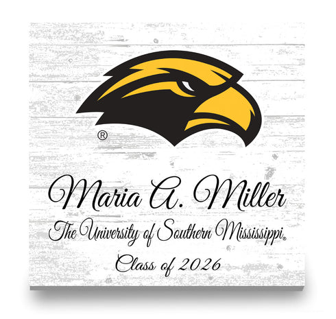 University of Southern Miss Class Year Plaque With Name - Personalized for Student, Alumni or Graduation Gift