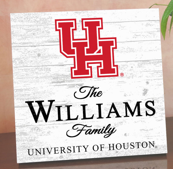 Personalized Houston Cougars Family Name Sign – Custom University of Houston Wood Wall Decor – Cougars Gift
