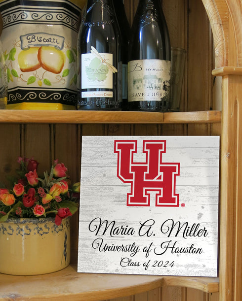 Official University of Houston Class Year Plaque with Name - Personalized Gift for Students and Alumni