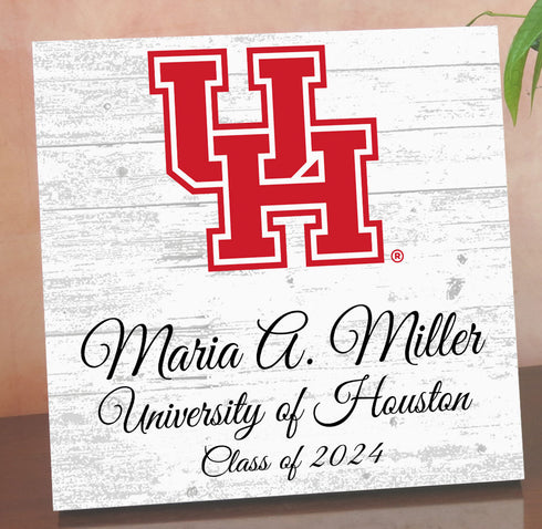 Official University of Houston Class Year Plaque with Name - Personalized Gift for Students and Alumni