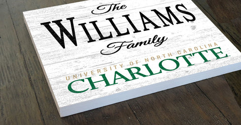 Personalized UNC Charlotte Family Name Sign – Custom Charlotte 49ers Wood Wall Decor – 49ers Gift