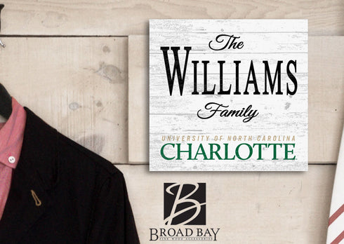 Personalized UNC Charlotte Family Name Sign – Custom Charlotte 49ers Wood Wall Decor – 49ers Gift