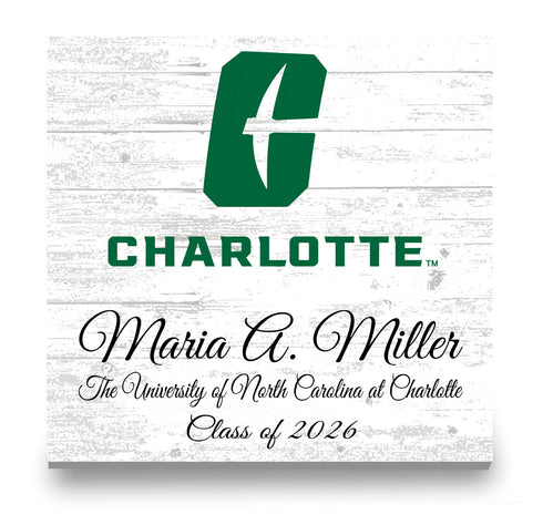 UNC Charlotte Class Year Plaque With Name - Personalized for Student, Alumni or Graduation Gift