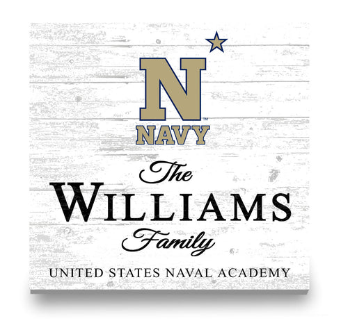 Personalized Navy Midshipmen Family Name Sign – Custom United States Naval Academy Wood Wall Decor – Navy Gift