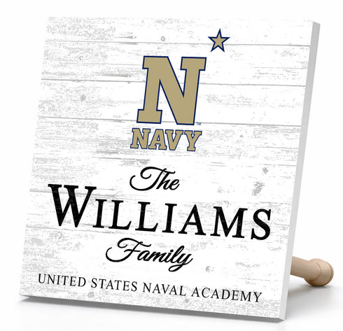 Personalized Navy Midshipmen Family Name Sign – Custom United States Naval Academy Wood Wall Decor – Navy Gift