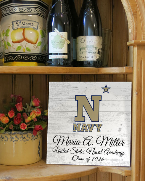 United States Naval Academy Class Year Plaque With Name - Personalized for Student, Alumni or Graduation Gift