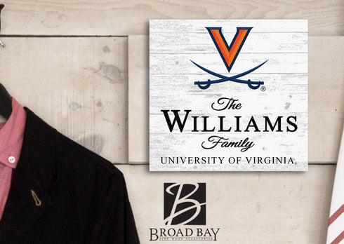 Personalized University of Virginia Family Name Sign – Custom UVA Wood Wall Decor – Cavaliers Gift