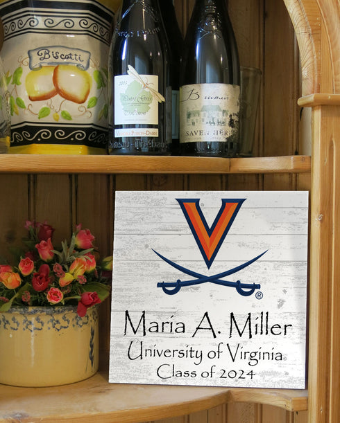University of Virginia Class Year Plaque With Name - Personalized for Student, Alumni or Graduation Gift