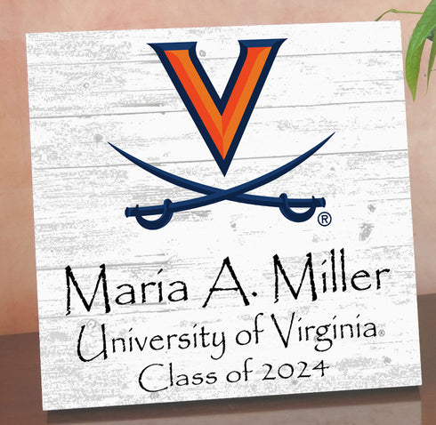 University of Virginia Class Year Plaque With Name - Personalized for Student, Alumni or Graduation Gift