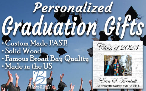Graduation Frame With Photo Printed on Wood Personalized for High School, College or University