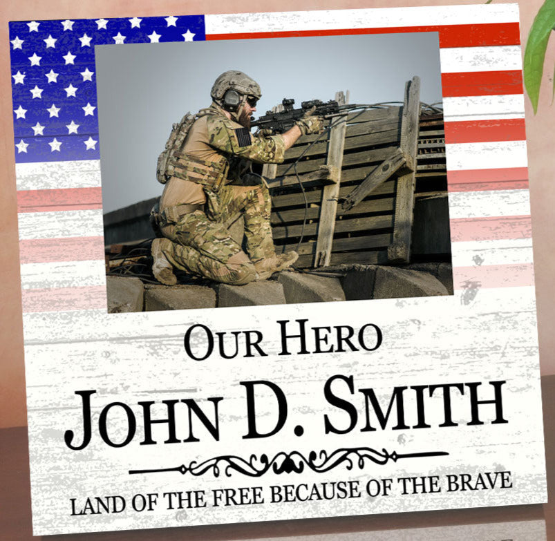 US Military Remembrance Picture Frame Alternative - Personalized Gift - Upload Photo or Image