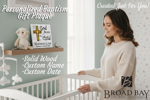 Personalized Baptism Plaque - Bless This Child - with Name & Date