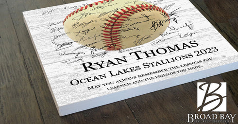 Baseball Plaque Recognition Award Signable Personalized High School Senior Season End Gift or MVP Solid Wood Free-Standing or Wall-Hanging 10.5x10.5 Inches