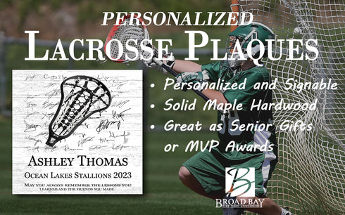 Women's Lacrosse Plaque Recognition Award Signable Personalized High School Senior Season End Gift or MVP Solid Wood Free-Standing or Wall-Hanging 10.5x10.5 Inches