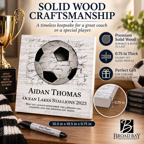 Personalized Soccer Plaque - Signable - for Players or Coaches