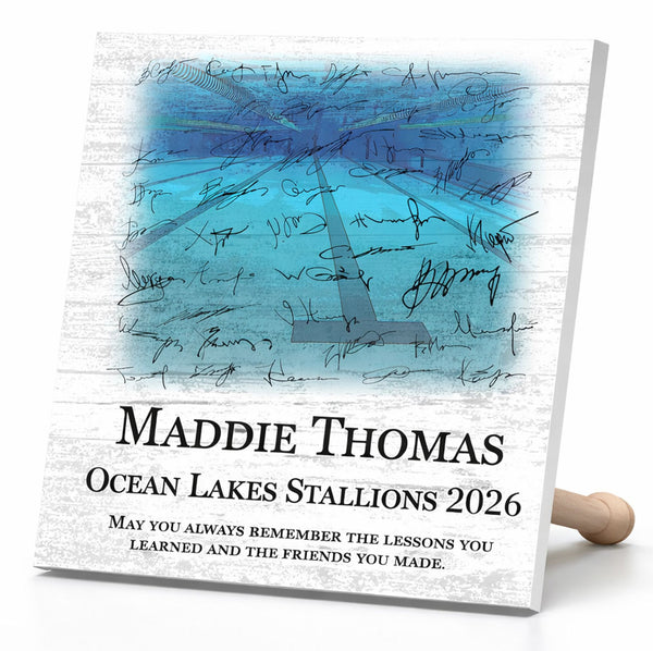 Swim Team Award Plaque - Signable Swimming Coach Gift - Solid Wood