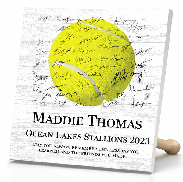 Tennis Award Plaque or Coach Recognition Gift - Signable Team Gift