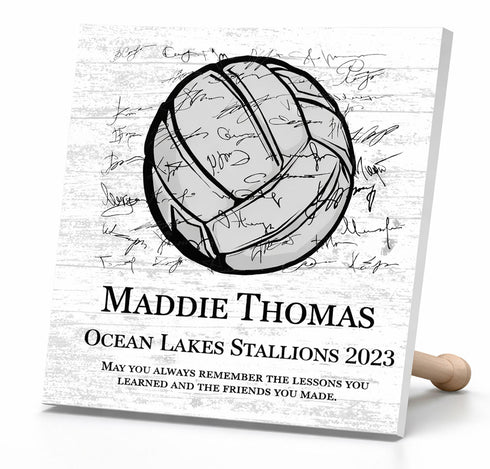 Signable Volleyball Coach Gift Plaque or Player Award - Team Signed Custom Wood