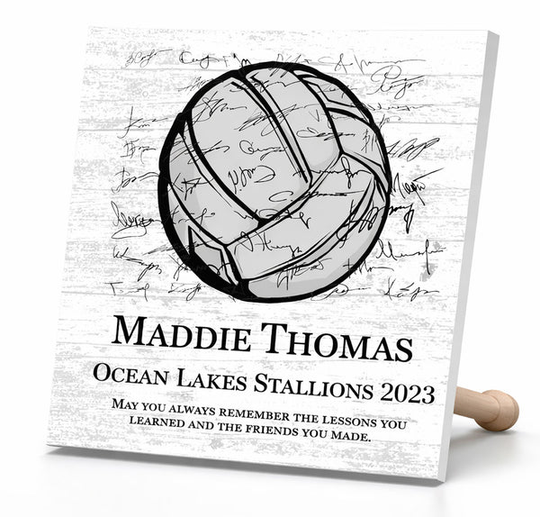 Signable Volleyball Coach Gift Plaque or Player Award - Team Signed Custom Wood