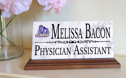 JMU Nameplate for Desk or Shelf for James Madison University Alumni, or Graduation Gift